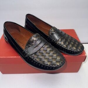 Robert Zur Petra Women's Driving Moc Loafer Bronze Brown Woven Leather Size 6.5